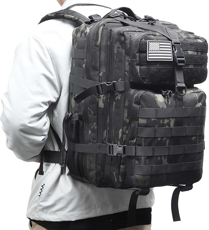 Tactical Backpack for Men Military Backpacks with Gun Holster Bug Out Bag 3 Day Assault Pack Large Molle Gun Backpack Pistol Bag of Handgun Black Camo