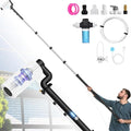 LyriFine Electric Solar Panel Cleaning Brush and Pole Kit 20Ft Extendable Washing Kit with Water Fed Pole 2 Speed &amp Soap Dispenser Outdoor Window Cleaning Tool for Solar Panel Window Roof RV