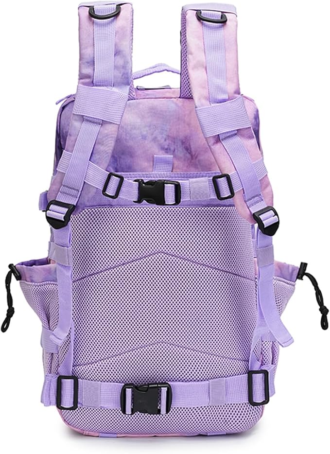 45L Military Tactical Backpack for Men &amp Women Bug Out Bag Assault pack Molle Daypack Hiking Trekking Rucksack (2.0 side pockets (cloud purple))