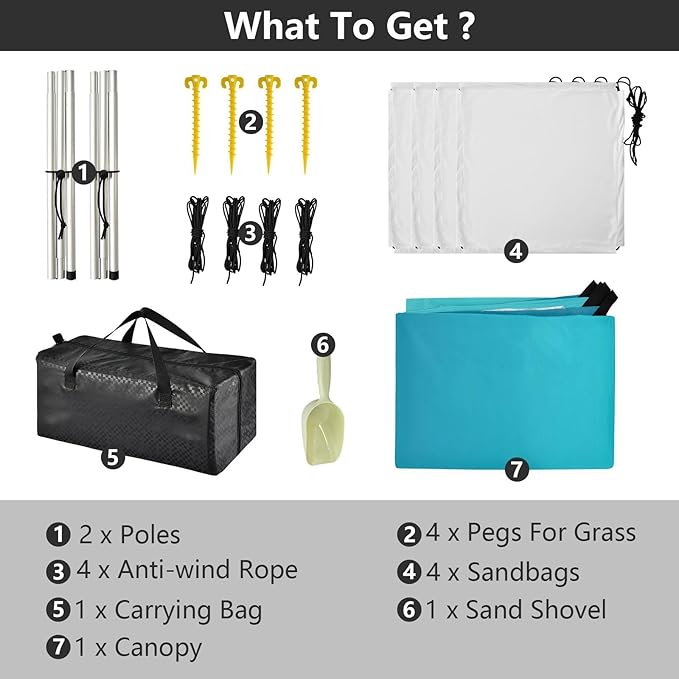Cool Astronaut Beach Tent Sun Shelter Set UPF50+ UV Protection 10.5 x 9.19 FT Camping Shade Canopy with Sandbags Sand Anchors Carrying Bag and Others