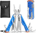 HANSHI 15 in 1 Multitool Pliers with Scissors Upgraded Heavy Duty Stainless Steel Multi Tool with YG10 Tungsten Steel Replaceable Wire Cutters for Survival Camping HikingRepair and Gift (Blue)