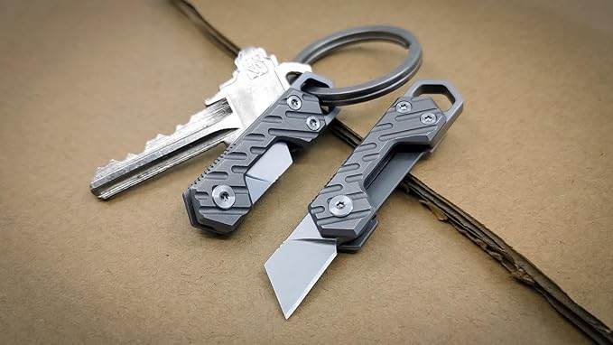 VLKN Micro Titanium Folding Knife - Ultra-Lightweight Compact EDC Utility Knife with Grade 5 Titanium Handle &amp AUS-8 Stainless Steel Blade (Silver)