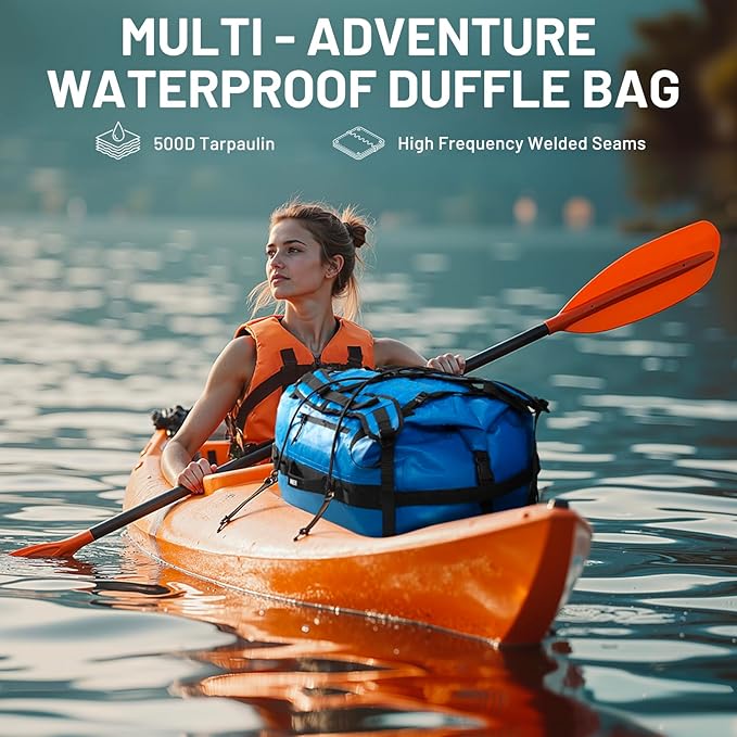 MIER Waterproof Duffel Bag Motorcycle Dry Bag Backpack Large Roll-Top Heavy Duty Dry Duffle Bags for Kayaking Camping Boating Gym Beach Cruise Ship 60L/80L