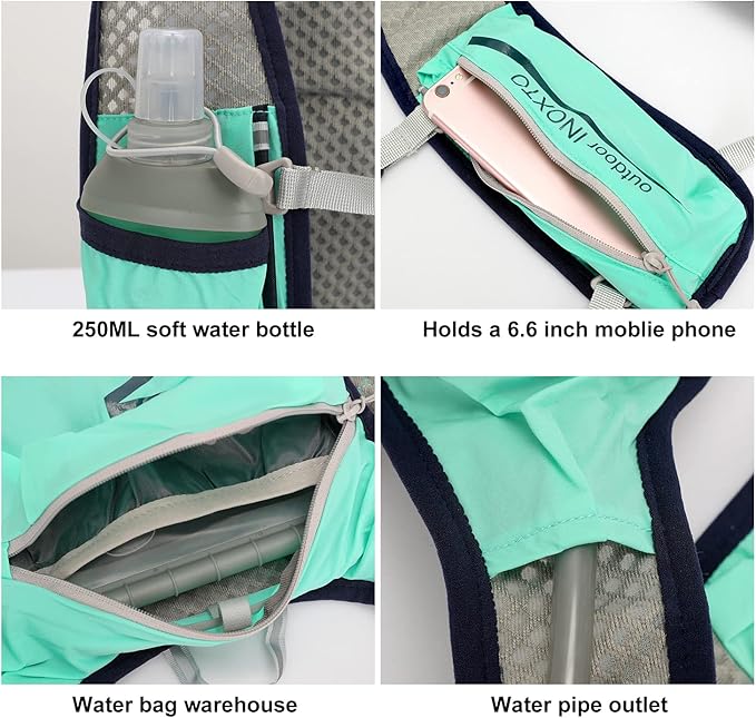 INOXTO Running Hydration Vest BackpackLightweight Insulated Pack with 1.5L Water Bladder Bag Daypack for Hiking Trail Running Cycling Race Marathon for Women Men
