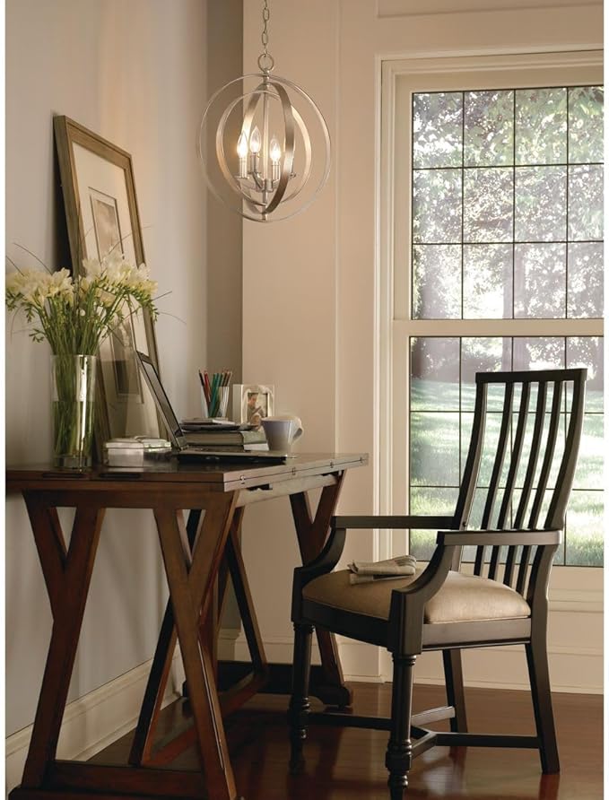 Progress Lighting 4-Light Foyer Pendant Equinox Collection Indoor P3827-126 Burnished Silver