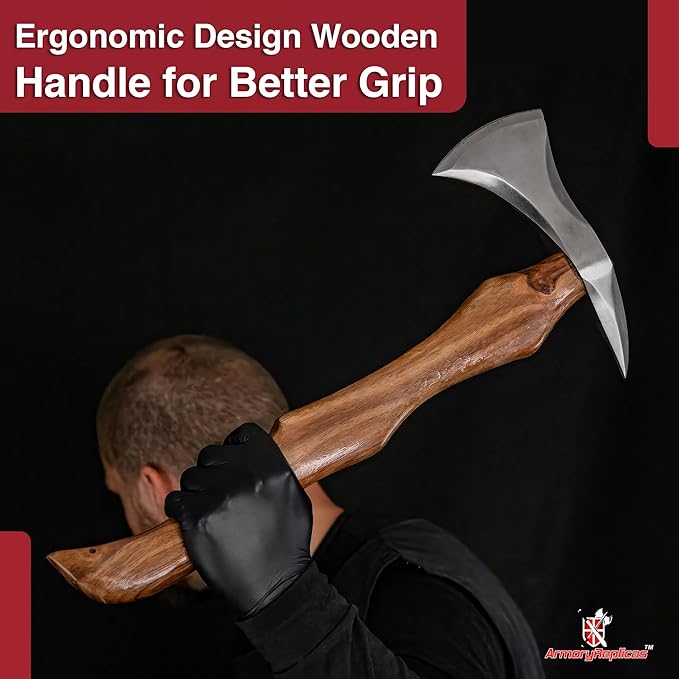 Armory Replicas™ Diamond Miner Pickaxe – 18.25 Hand Forged High Carbon Steel Camping Pickaxe with Sheesham Wood Handle