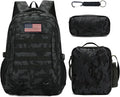 Camo Backpack for Boys 3 in 1 Set 19 Inch 55L Tactical Bookbag with Lunch Box Pencil Case Molle School Backpack for Kids Teens Daily School Commute Outdoor Camping for Elementary Middle High School
