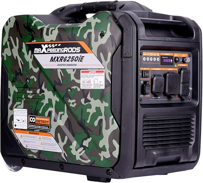 MaXpeedingrods 5500W Inverter GeneratorGas Powered 86lbs Electric Start EPA Compliant for Mobile Home Yard Garage WoodworkWheel &amp Handle KitRV Ready