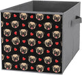 Space-Saving Fabric Storage Cubes Puppy Dog Pugs Gifts Pug Lovers Collapsible Baskets with Handles Stylish Storage Solution for Home
