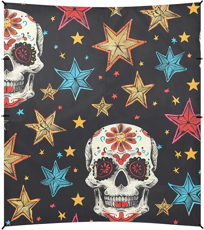 ALAZA Sugar Skull Stars Beach Tent Sun Shelter Portable Canopy Sunshade for Outdoor Camping Picnics Backyard Fun 10x9 ft