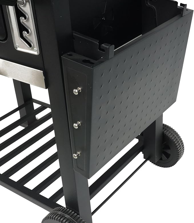 Grill Boss 24 Inch Charcoal BBQ Grill with Side Shelves Built-In Thermometer Black