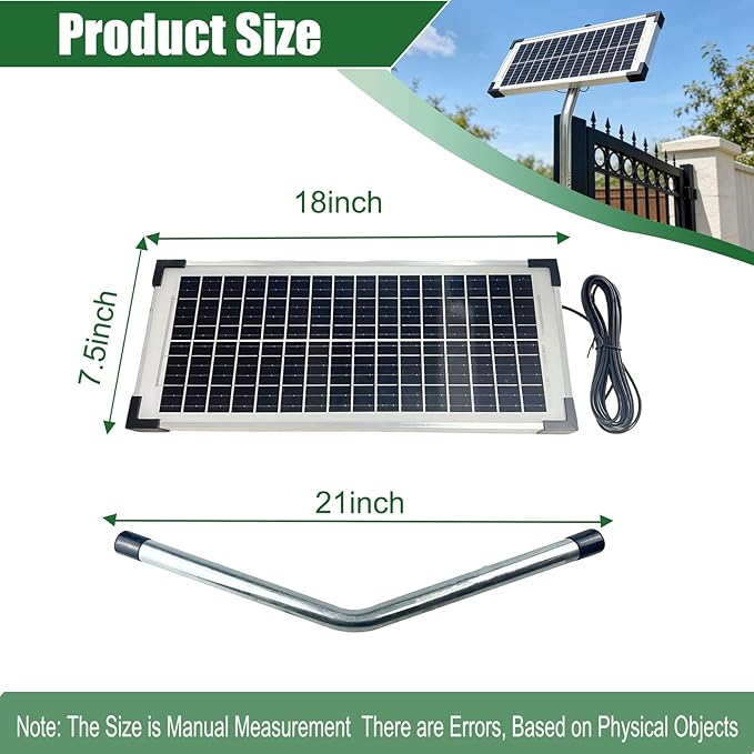 FM123 10 Watt Solar Panels Kit for Mighty Mule GTO PRO Automatic Gate Openers12v Portable Solar Panel Battery Charger Replace FM350 MM260 MM560 FM200 FM350 FM500 FM502 FM700 MM571W MM271 MM360
