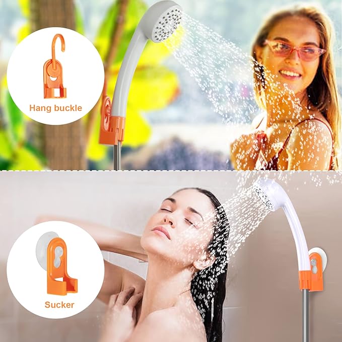 Portable Outdoor Shower with LED Lighting Battery-Driven Pump for Beaches Camping Gardens &amp Hiking