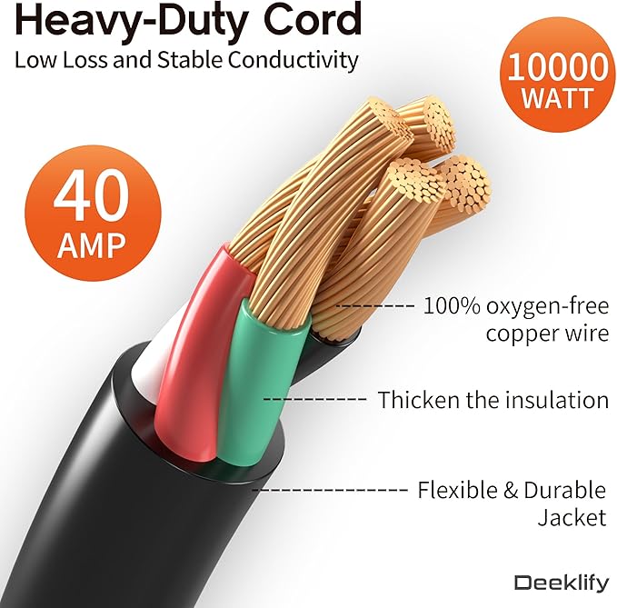 100FT 40 Amp Generator Cord NEMA 14-50P/SS2-50R Heavy-Duty 4 Conductors Cable Pure Copper STW RV Extension Cord Female Plug with Twist Lock Suitable for RV or Camper ETL Listed