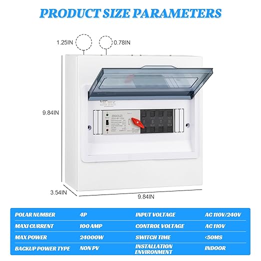 100A Automatic Transfer Switch220V Generator Transfer SwitchMillisecond Level Dual Power Automatic Transfer Switch with Metal Distribution Box