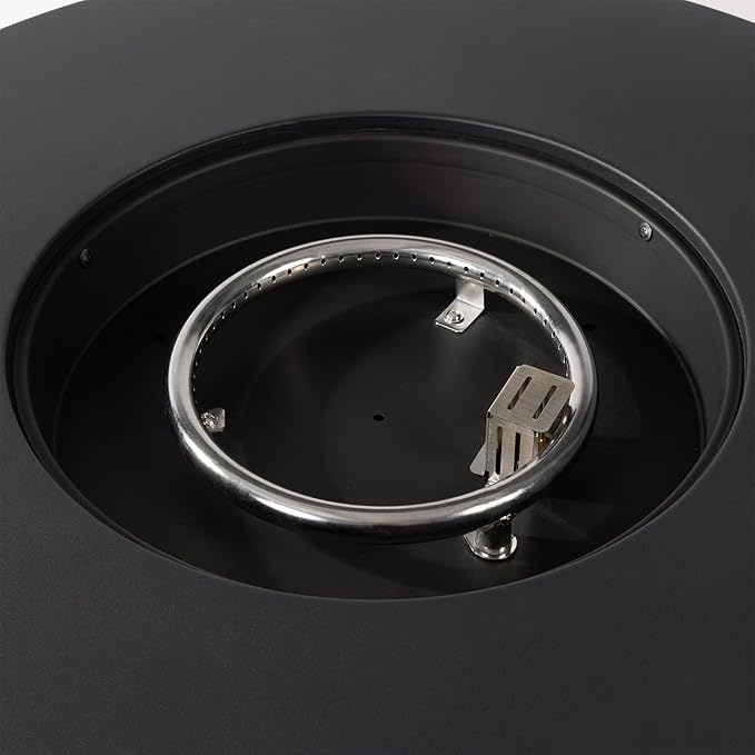 32'' Round Gas Fire Pit 50000 BTU Steel Outdoor Fire Tables Fire Table with Lid Add Warmth &amp Ambience to Gatherings and Parties On Patio Deck Garden Backyard Black.