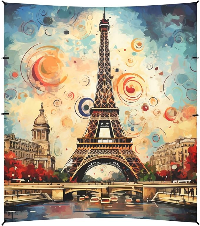 ALAZA Eiffel Tower Big Ben Famous Landmarks of Europe Beach Tent Sun Shelter Portable Canopy Sunshade for Outdoor Camping Picnics Backyard Fun 10x9 ft