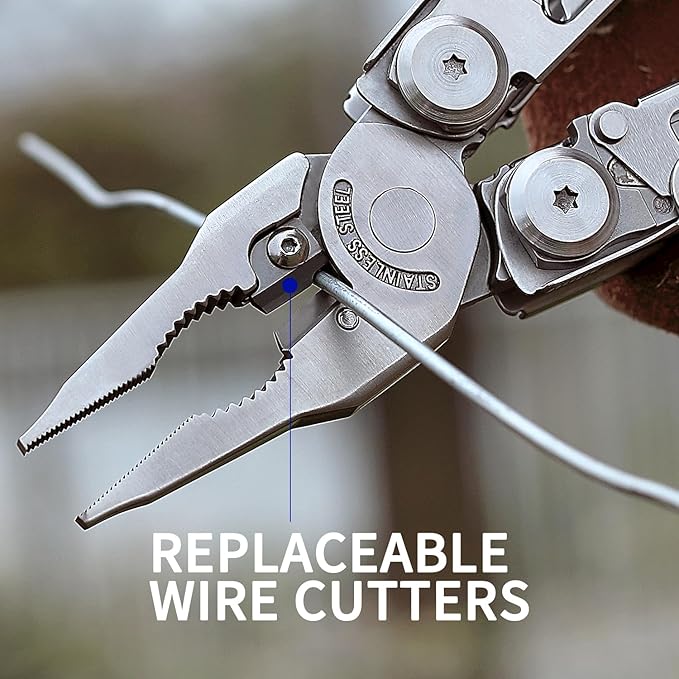 ROCKTOL Multitool 29-in-1 Multitool Pliers with Replaceable Wire Cutters and Saw Heavy-duty Stainless Steel Multi-tool Set and Nylon Sheath for Camping Survival multi tool for Man