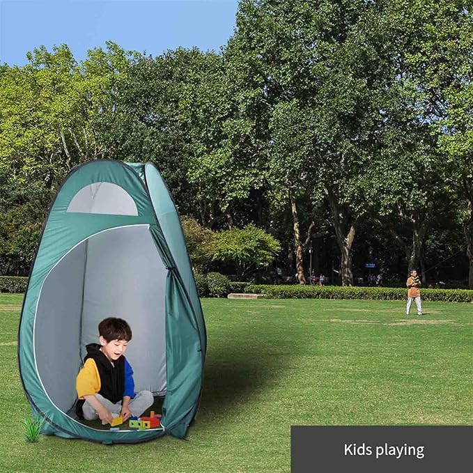Portable Pop Up Toilet Camping Shower Privacy Tent Changing Room Dressing Tent Green 47.2W x 74.8H 1 Person Water-Resistant Summer Fall Backpacking