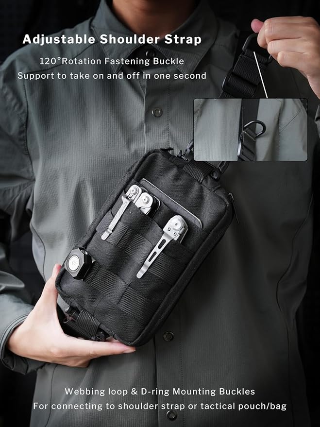 VIPERADE CHS2 Small EDC Sling Bag Tactical Fanny Pack for Men Molle Pouch Crossbody Backpack with Adjustable Shoulder Strap Utility Chest Pouch Bag for Hiking/Traveling/Bush-Craft