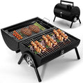 Joyfair Portable Charcoal Grill (2 IN 1 Double-Sided) Small Tabletop Barbecue Grill with Food Tray &amp Rack for Outdoor Camping Home Patio BBQ Grilling Heavy Duty &amp Multi-use Easy Assembly (2