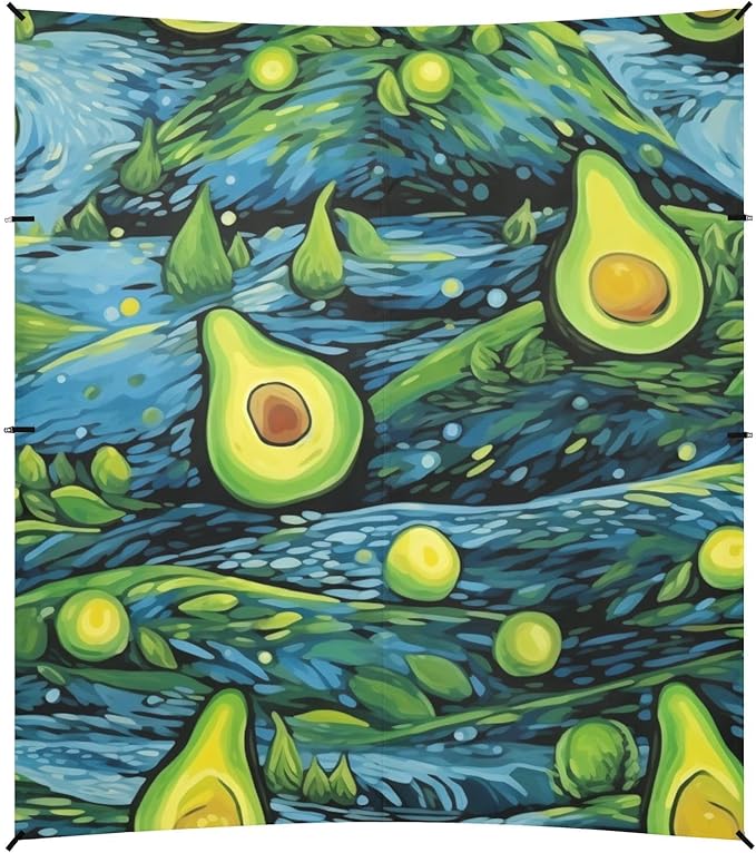 ALAZA Avocado Night Galaxy Starry Beach Tent Sun Shelter Portable Canopy Sunshade for Outdoor Camping Picnics Backyard Fun 10x9 ft