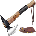 Grumpy Bear 15 Camping Hatchet Survival Axe with Sheath High Carbon Steel and Wood Handle Anti-Slip Grip – Ideal for Bushcraft Wood Splitting &amp Outdoor Adventures