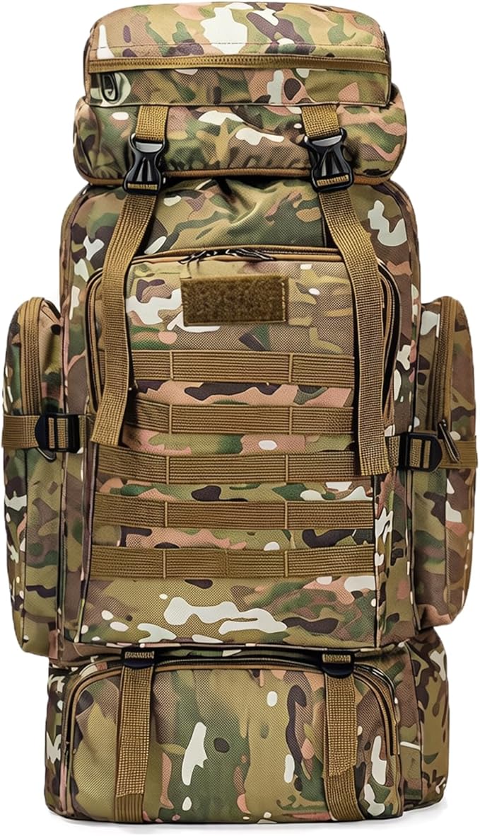 80L Camping Hiking BackpackMolle Military Tactical Rucksack BackpackWaterproof Lightweight Hiking Backpack for Outdoor (CP Camo 80L)
