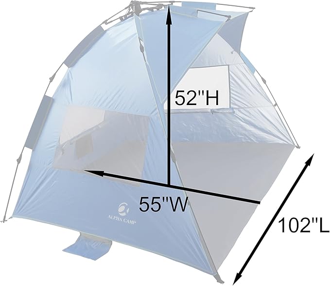 ALPHA CAMP Beach Tent Easy Up 2 Person Sun Shelter - 8'5 x 4'5 Navy Blue