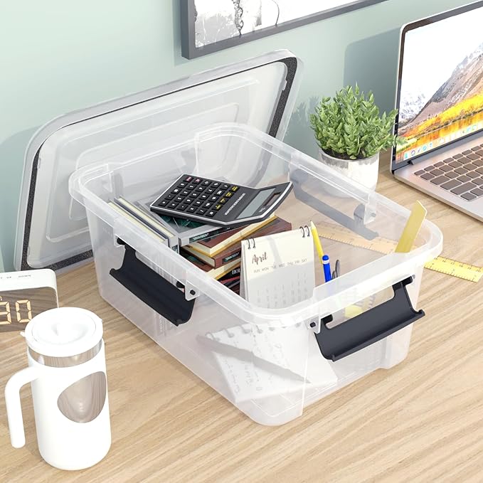 10 Quart Airtight Storage Tote pack of 6 Clear Latching Storage Box