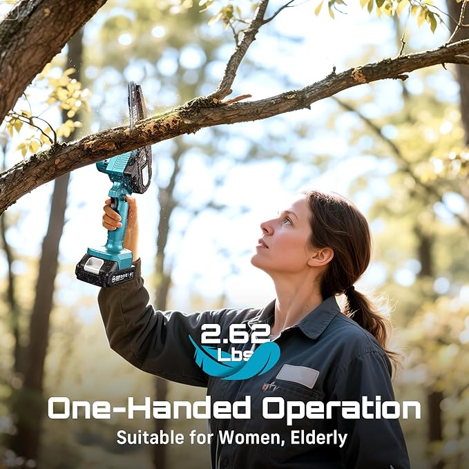 Seesii Mini Chainsaw 6-inch Mini Chainsaw Cordless Handheld Electric Power Chain Saw with 2 Batteries for Tree Trimming Wood Cutting Best Gifts for Father Dad Husband Men