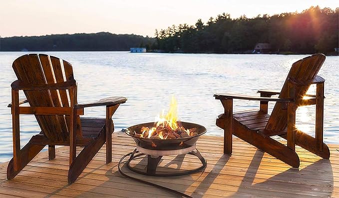 Outland Living Portable Propane Fire Pit 21-inch 58000 BTU with Fire Pit Cover &amp Carry Kit Smokeless Gas Firebowl | Perfect for Camping Patio Backyard Tailgating Deck RV| Black 863 Cypres
