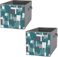 Compact Storage Basket Teal Grey Turquoise Collapsible Organizer Bin with Handles Versatile Storage Container for Home