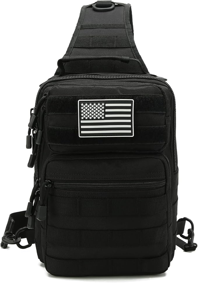 Tactical Sling Bag for Men Shoulder Bag Backpack Small Molle Assault Range Bags Chest Pack Day Pack Diaper Bag (Purple)