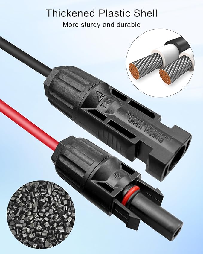 TIKSCIENCE Solar Extension Cable Weatherproof Entry Gland Junction Box with Female and Male Connector Adapter 10Ft 10AWG Solar Panel Cable Connector for RV Boat Van Solar Panels Camper