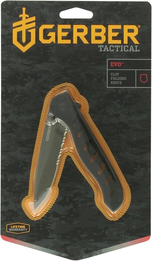 Gerber Gear EVO Knife Serrated Edge Titanium Coated [22-41432]Black