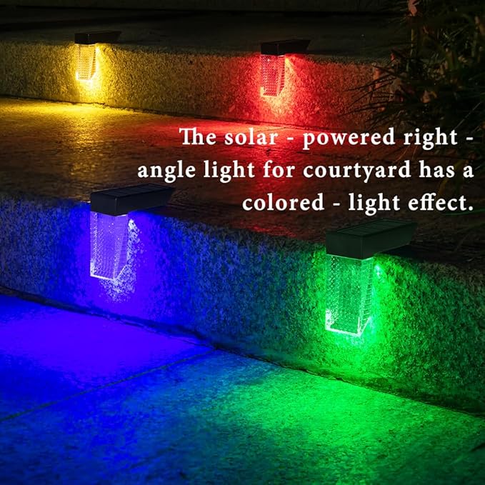 Solar Stair Lights IP65 Solar Step Light for Outdoor Stairs Waterproof for Rain Snow Lights for Patio Garden Porch Deck Front Step (Warm +RGB-8Pack)