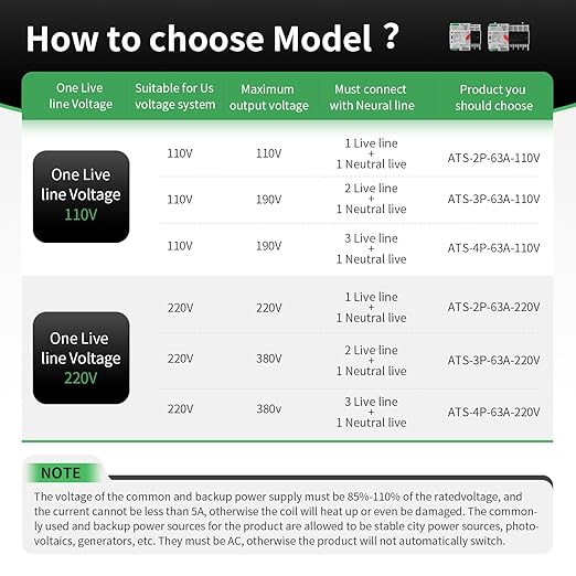63Amp AC220V Automatic/Manual Transfer Switch 2P 50/60Hz 2POLE 63A Mini ATS Auto Dual Power Switch W2R for Home Generator Din Rail Mount Cn Automatic Changeover Fast Transfe for SolarRvLv Power