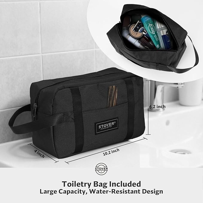 STOVER 45/80/100L U-Zip Rolling Duffel Bag with Wheels X-Large Durable Travel Duffle + Toiletry Bag Lay-Flat Opening Packable w/Shoulder Straps- Use as Luggage or Backpack Men/Women (Black)
