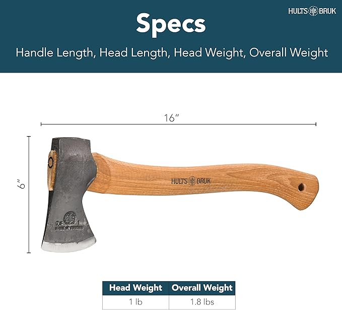 Hults Bruk 840702 Almike Hatchet - 1 lb Head 16 Handle