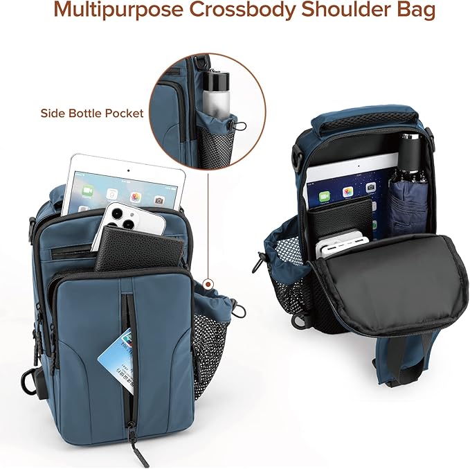 Anti Theft Crossbody Backpack Shoulder Sling Bag Men Women One Strap Motorcycle Messenger Bag Daypack for Cycling