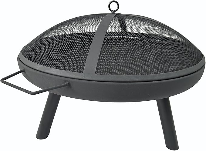 23inch Portable Fire Pit with Fire Poker and Spark Screen 2 in 1 Small Round Outdoor Fireplace for Outside Heating Bonfire Party Camping Backyard Patio Garden RV Trip