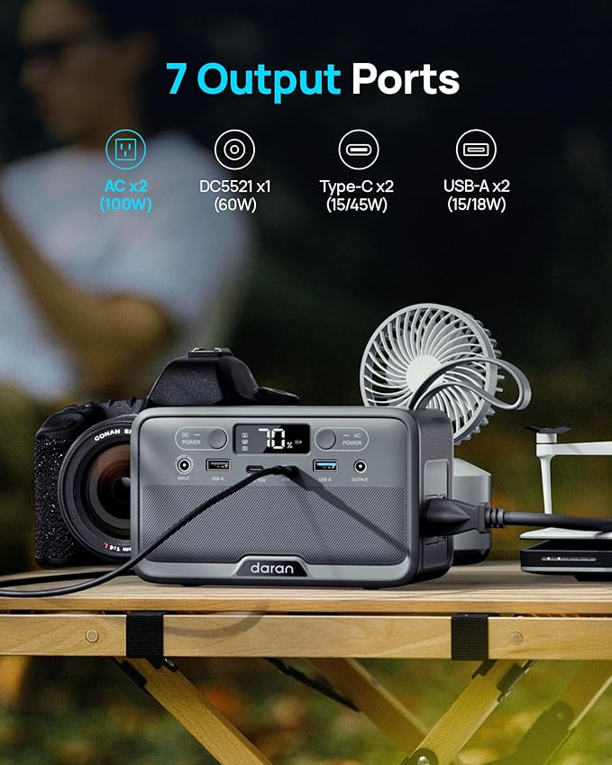 Portable Power Station 100W with 25W Solar Panel LiFePO4 Battery Power Bank with110V AC Outlets Solar Generator Fast Charging for Hurricane EmergencyOutdoor UseOff-Grid traveling