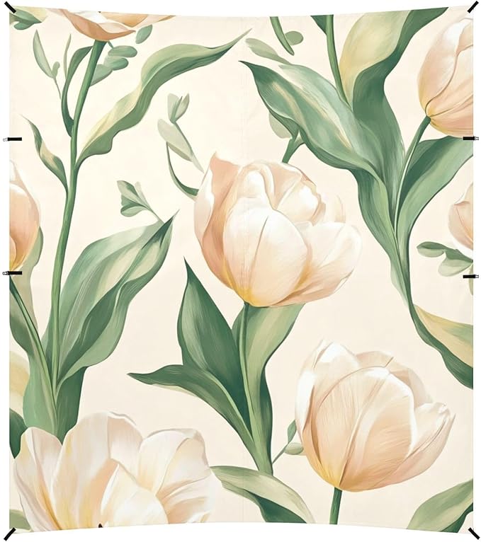 ALAZA Romantic Pink Tulip Spring Flower Beach Tent Sun Shelter Portable Canopy Sunshade for Outdoor Camping Picnics Backyard Fun 10x9 ft