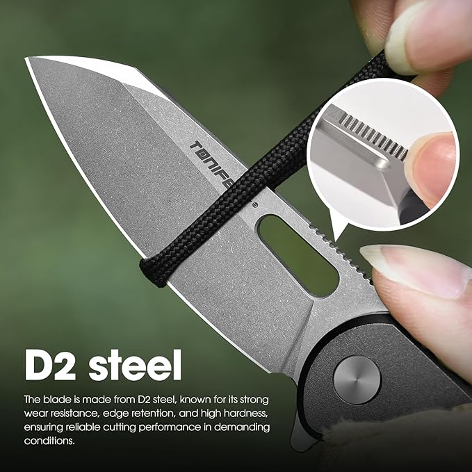 TONIFE Galaxy Mini Folding Knife with D2 Steel Blade and Aluminum Handle EDC Pocket Tool for Camping Hiking and Survival (Black Stone Wash)