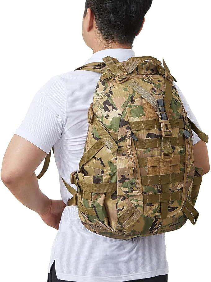Jungle Leopard 40L Tactical Backpack Men Camping Hiking Bag Reflective Travel Survival MOLLE Climbing Rucksack(OD)