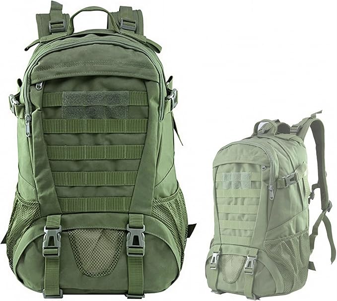 30L Tactical Backpack Rucksack Outdoor Molle Hiking Bag with Side Pocket Large Capacity &amp Lightweight Thickness Strap(Green)