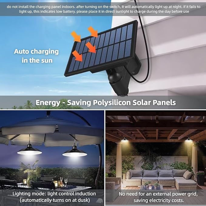 Solar Shed Lights 1-to-2 Solar Pendant Lights Outdoor Hanging Lights with Remote &amp Dusk to Dawn Waterproof for Shed Barn Gazebo Garage