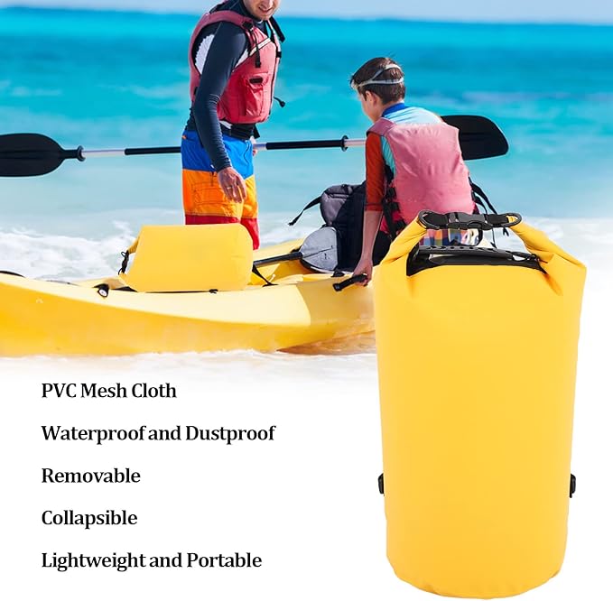 EVTSCAN 20 Liter Waterproof Dry Bag Backpack Roll Top PVC Lightweight Dry Sack with Two Shoulder Straps for Kayaking Beach Rafting Boating Hiking Camping Fishing and Swimming