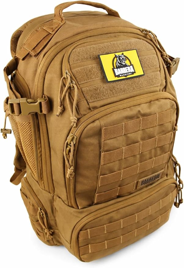 50L Tactical Backpack Military Rucksack - Heavy Duty 1000D Waterproof MOLLE Backpack Large Capacity 3 Day Assault Bag for Camping Hiking Survival Bug Out Bag (Coyote Brown/ Tan/ Military Tan)
